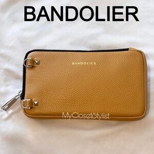 BANDOLIER Expanded Zipper Gold-Tan Pouch Bag NEW Crossbody Leather Purse RARE!